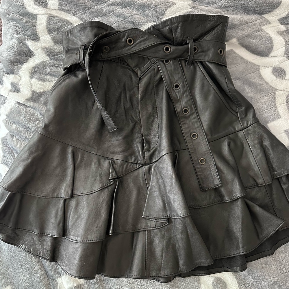 Marissa Webb Black Leather Skirt